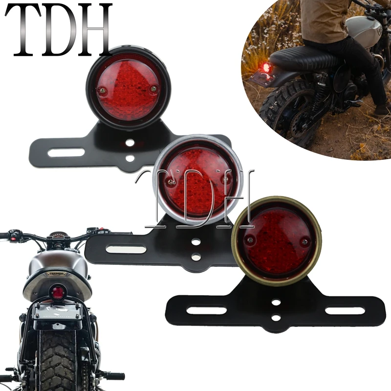 

Motorcycle LED Integrated Tail Light Rear Brake Stop Light License Plate Bracket Holder For Harley Cafe Racer Bobber Bates CB XS