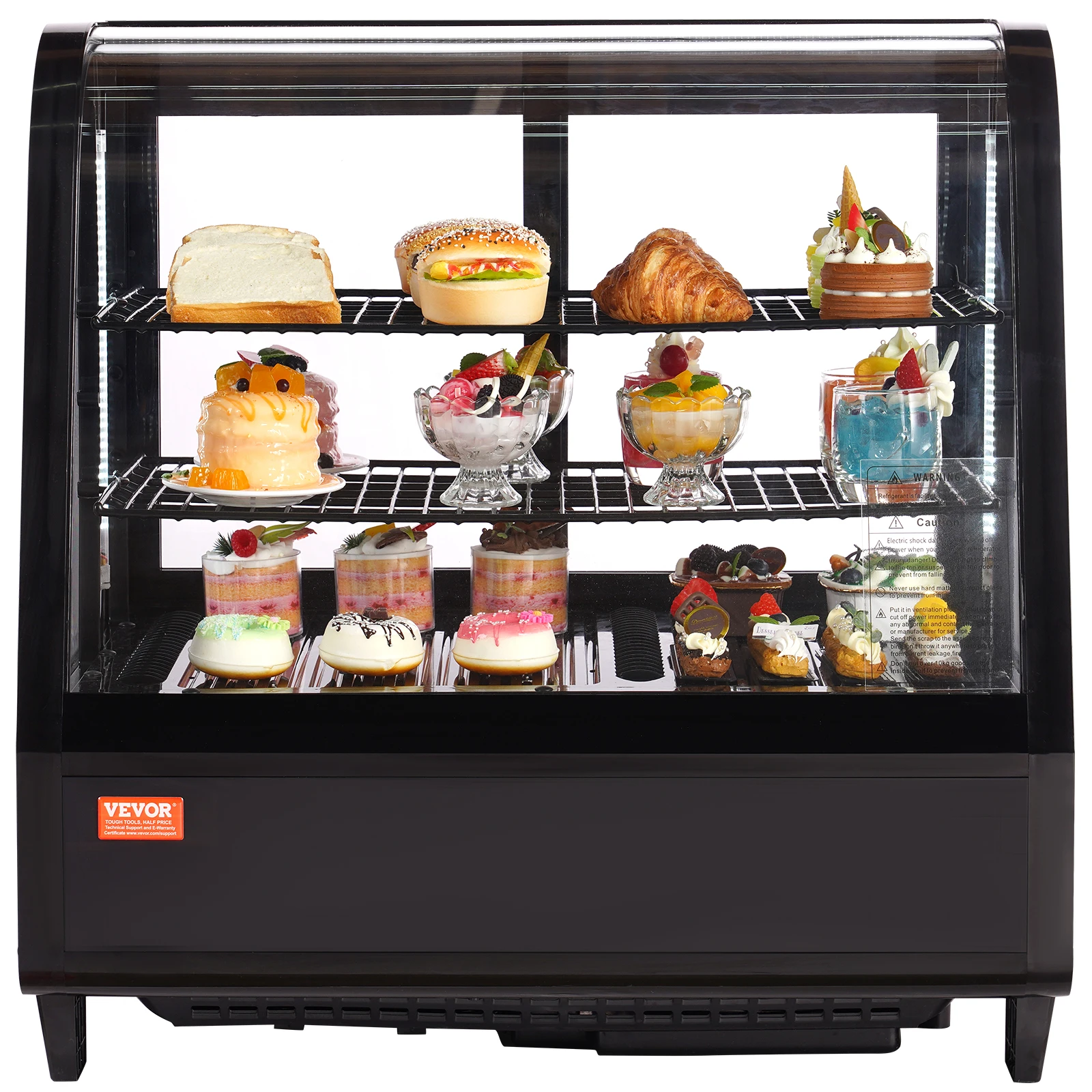 SucceBuy Refrigerated Display Case Countertop Pastry Display Case LED Lighting TURBO Cooling Frost Free Air Cooling