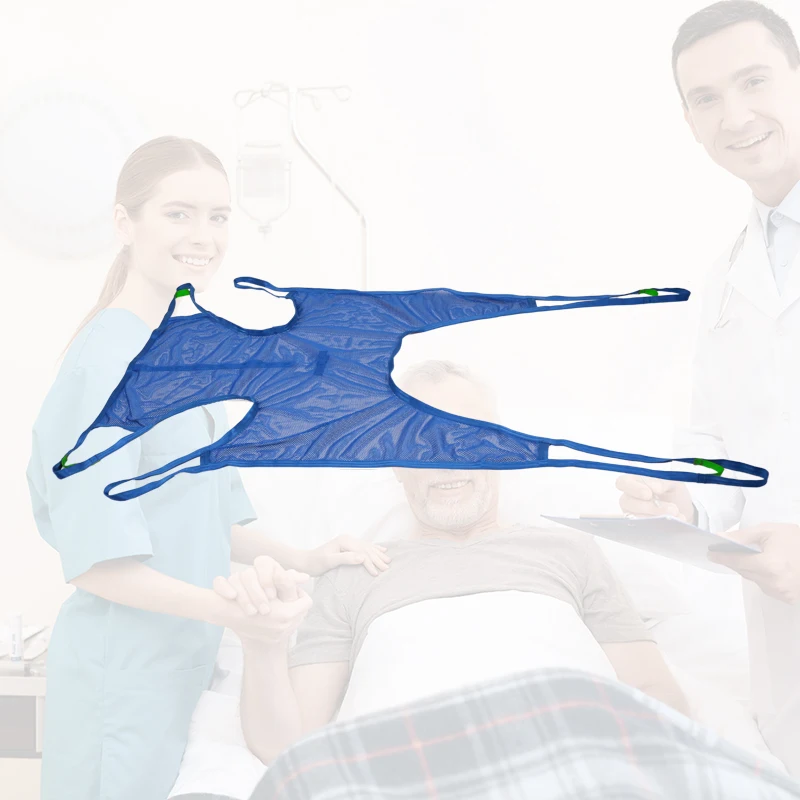 Position Adjusted Mesh Toilet Sling with Head Support and Handles on the Back Aids the Elderly and the Disabled