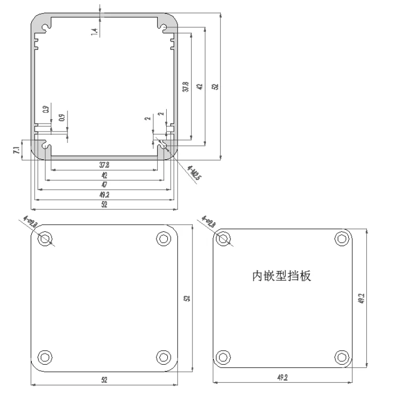 Aluminum alloy profile aluminum shell exquisite industrial control square circuit board Boxes 80x52x52mm