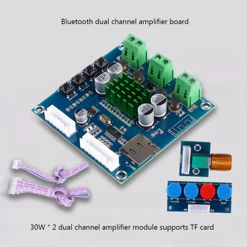 30W*2 Dual-channel Blue-tooth Digital Power Amplifier Board Supports TF Card Playback With Wires for Speaker Assembly DIY