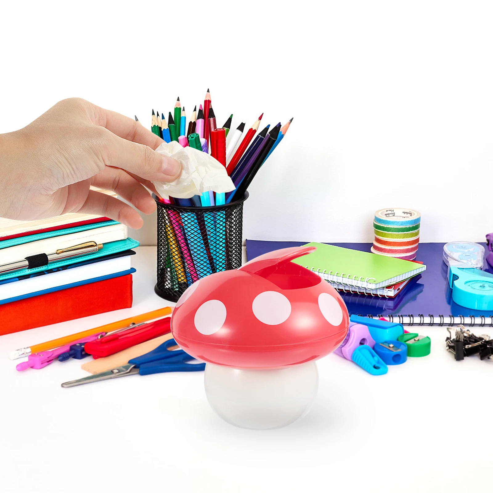 

Mushroom Decorative Trash Can Kawaii Mushrooms Cute for Your with Lid Toadstool Canister Cartoon