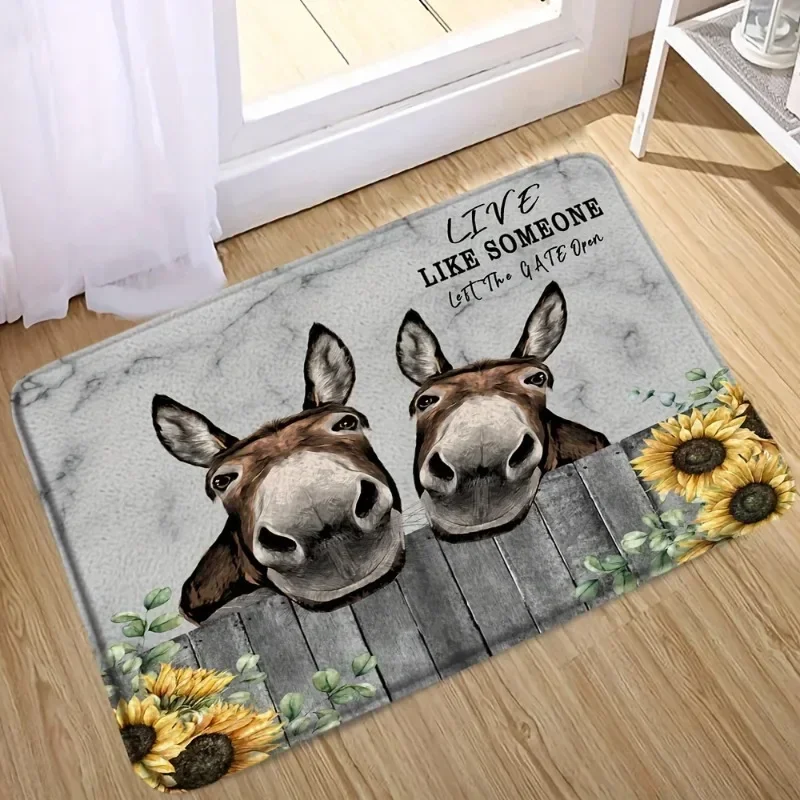 Funny Donkey Pattern Floor Mat Non slip Machine Washable Indoor Outdoor Entrance Welcome Carpet Kitchen Bathroom Home Decorat@0#