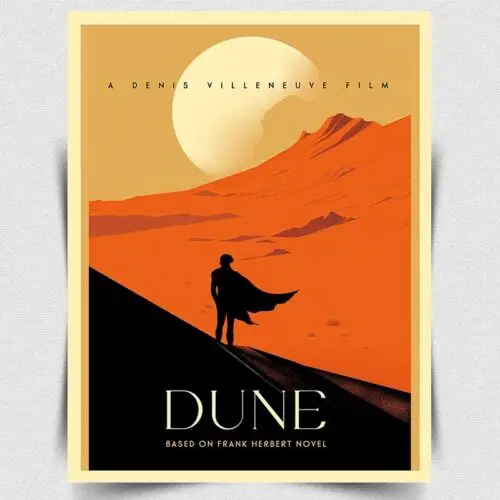 Metallschild, Wandtafel, DUNE FILM, Film, Werbeposter, Männerhöhle, Kino, Bar, Zimmer, Aluminium