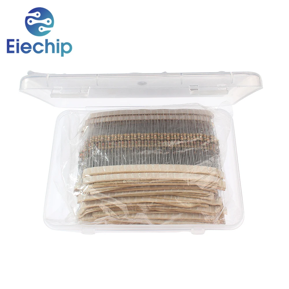 1500Pcs 1/4W Carbon Film Resistor Assortment Kit Box, Resistance Range 1ohm~10m, for DIY Electronic, 75 Values Set of Resistors