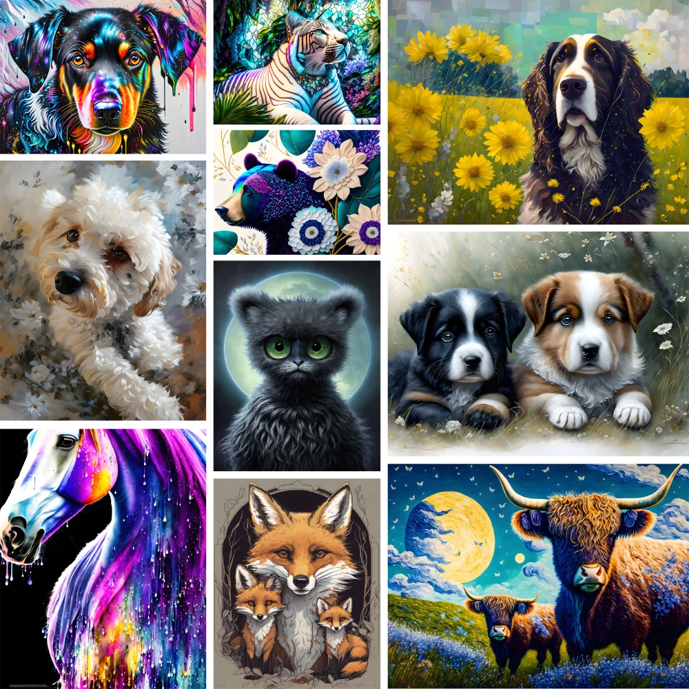 

Вышивка крестиком 11CT с изображением собаки и тигра