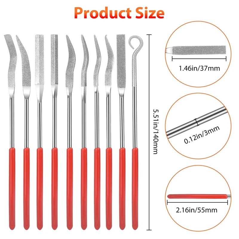 Pack Of 20, Diamond Needle Files Set Jewellery Hand Files Tooth File Tool Set Accessory Part