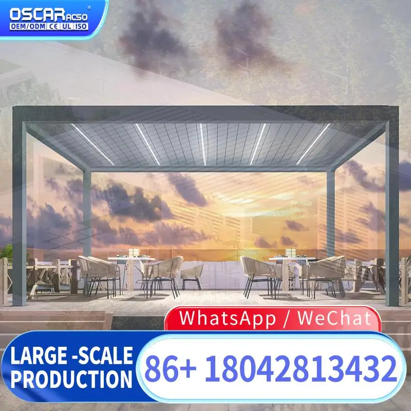 Aluminum Alloy Frame Easy install Patio Roof Canopy Sun Shelter Luxury Outdoor 395 X 295 Cm for Garden Backyard Poolside pergola