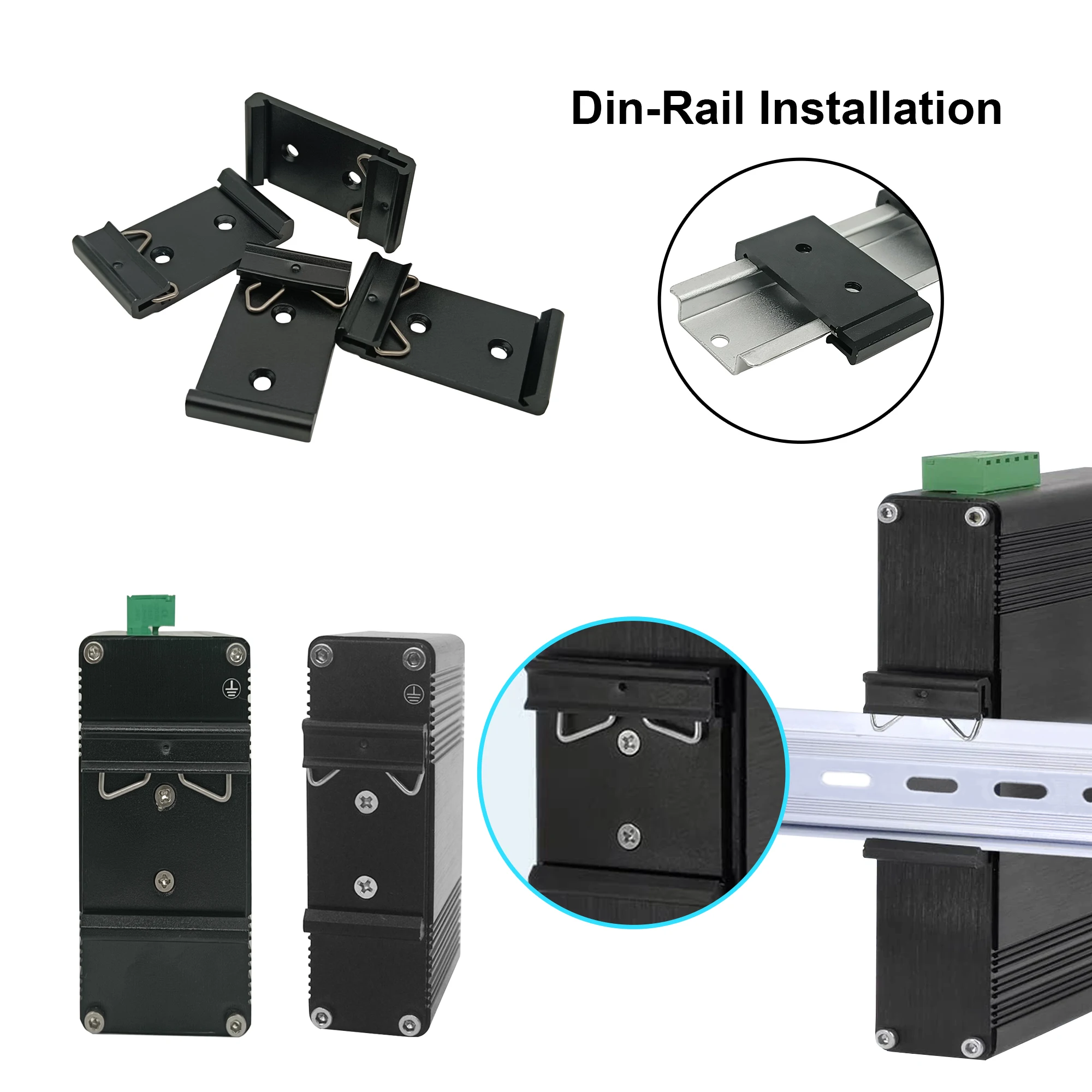6pcs 35mm 26mm 43mm Din Rail Fixed Clamp Clip Aluminum Alloy Slideway Bracket With Mounting Holes for 19 Inch Server Rack - view 3
