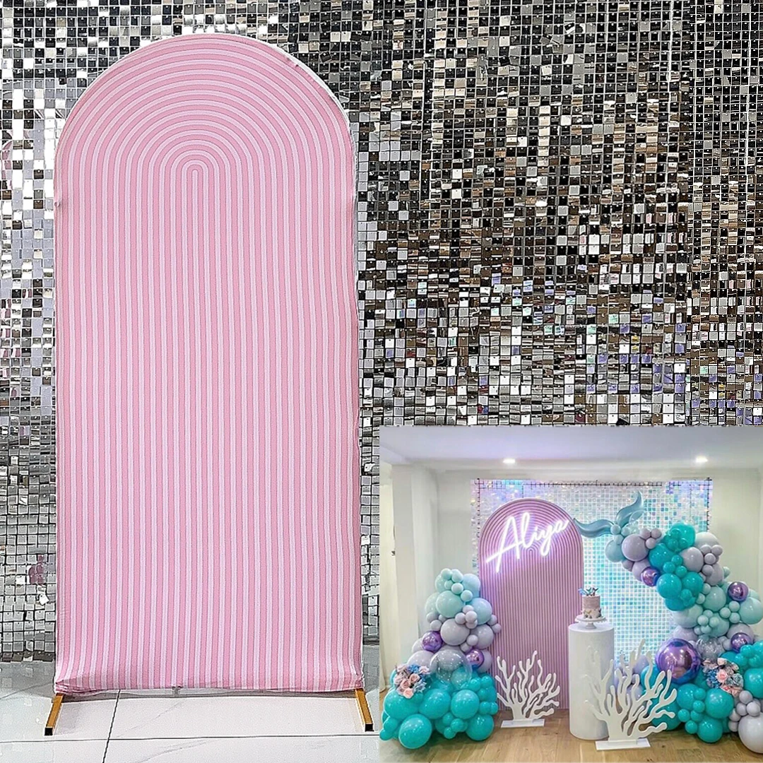 Ripples Pattern Backdrop Arch Wall Covers Bilayer Stretchy Fabric Background for Baby Birthday Wedding Party Decoration