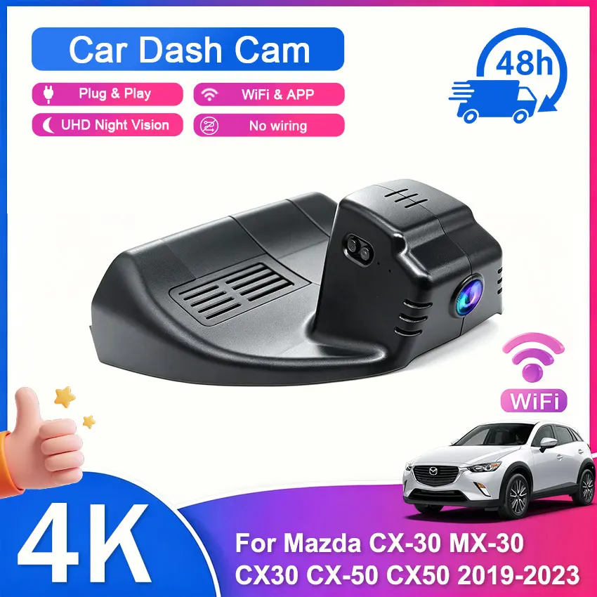 4K Dash Cam for Mazda CX-30 MX-30 CX30 CX-50 CX50 2019 2020 2021 2022 2023 UHD WiFi Wireless Car DVR Camera Night Vision