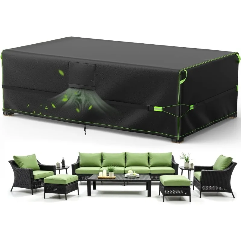 ترقية 5 طبقات الثقيلة مقاوم للماء 600D أكسفورد النسيج فناء الأثاث غطاء ثلاثي الطبقة يندبروف في الهواء الطلق الجدول أريكة