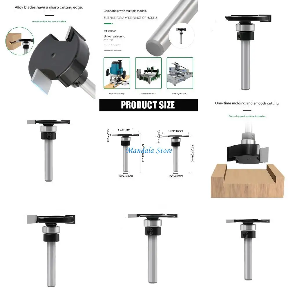 

U2JC Carbon Steel T Slot Router Bit Cutter For High Efficiency Milling On Hardwood Particle Board 1/4in / 15/64inch Shank