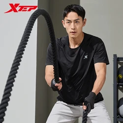 Xtep Short Sleeve Knitted Shirt For Men 2024 Summer Sweat-Absorbing Men's T-shirt Training Comfortable Outdoor Tops 876229010108