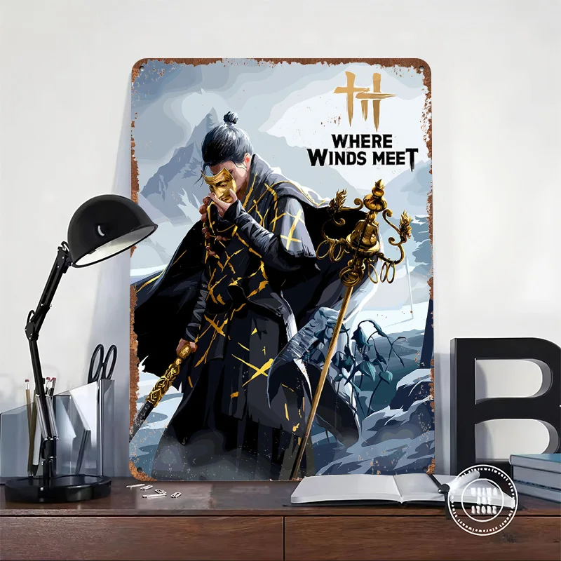 Where Winds Meet Game Art Printed Poster Customized Wall Art Retro Vintage Metal Tin Signs for Bedroom Decoration Gaming House