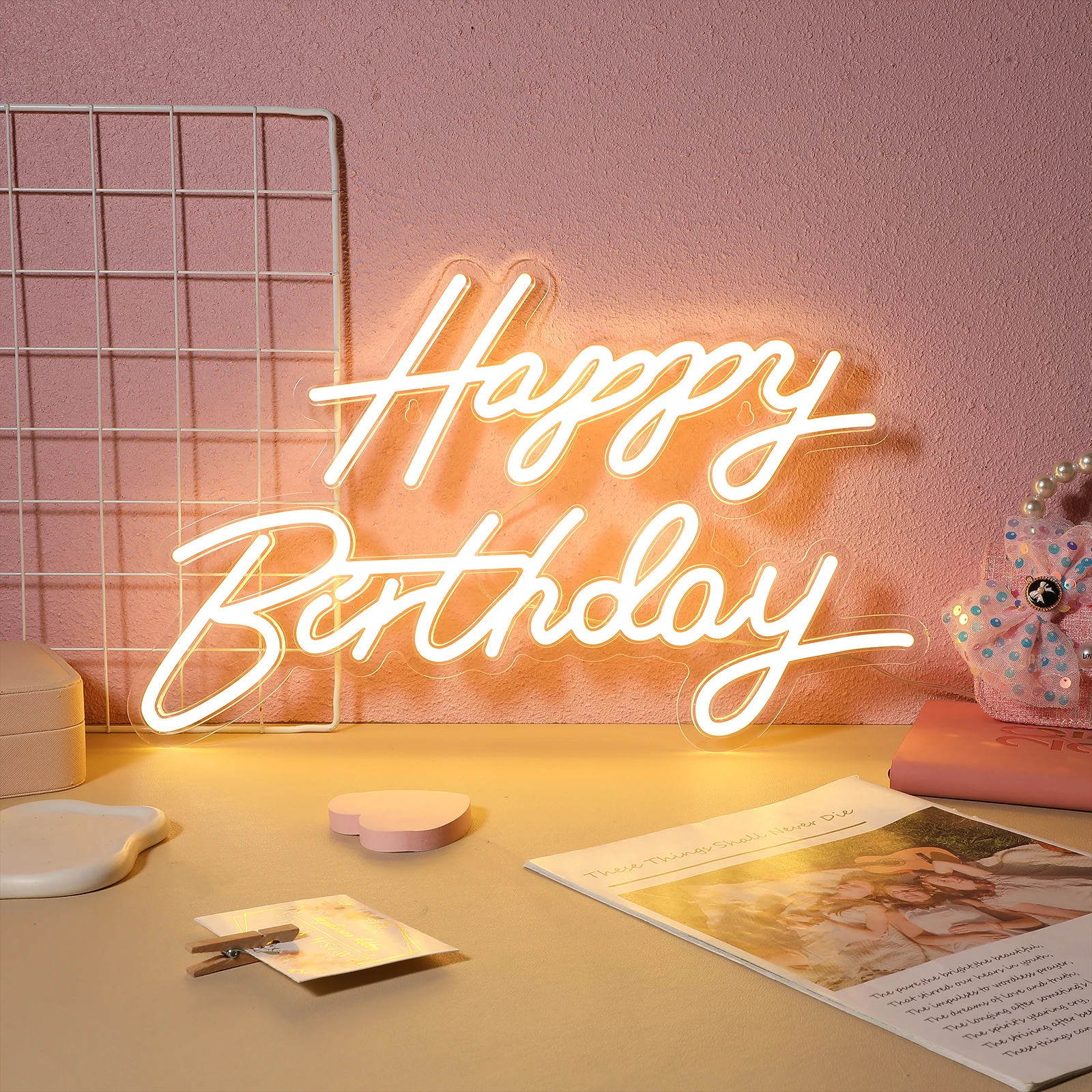 

USB-питание, светильник с днем рождения для спальни, декор для вечеринки, теплый светодиодный настенный настольный светильник для украшения мероприятий, предварительно просверленные отверстия для салона