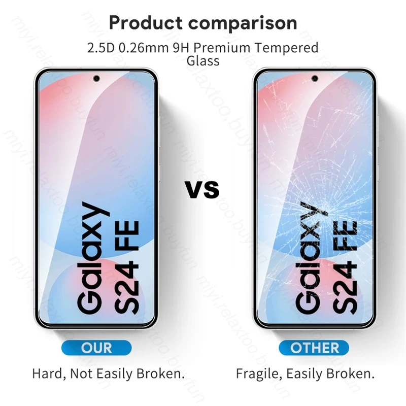 5-1 Stück 9H Premium Panzerglas für Samsung Galaxy S24 S24FE S25 FE S21FE S23FE Handy-Displayschutz Explosionsgeschützter HD-Film – Detail 8