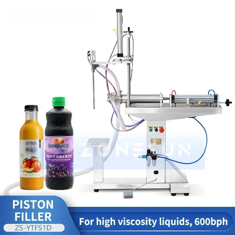 

ZONESUN Pneumatic Semi Automatic Thick Paste Liquid Filling Machine Piston Filler Shampoo Bottle Filling Equipment ZS-YTFS1D