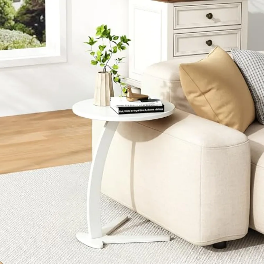 

Приставной столик C-образной формы, маленький круглый столик для дивана, выдвижной поднос-столик под диван для гостиной, спальни, из массива дерева, поднос-столик для ТВ