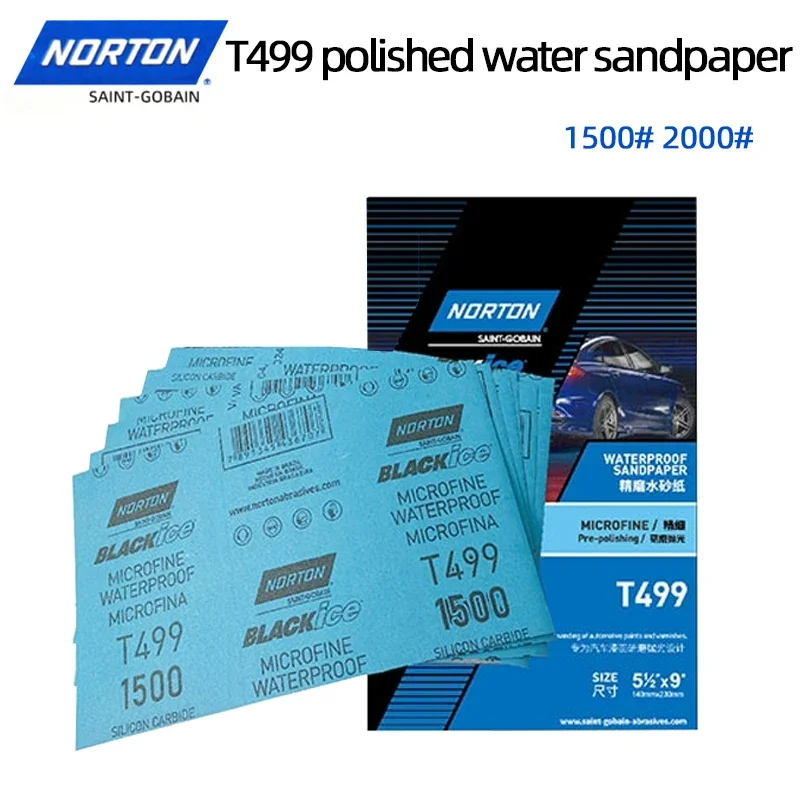 dm NORTON T499 Automotive Sandpaper Car Polishing 2000/1500 Grit Scratch Sanding Beauty Water Grinding Fine Sandpaper Abrasive