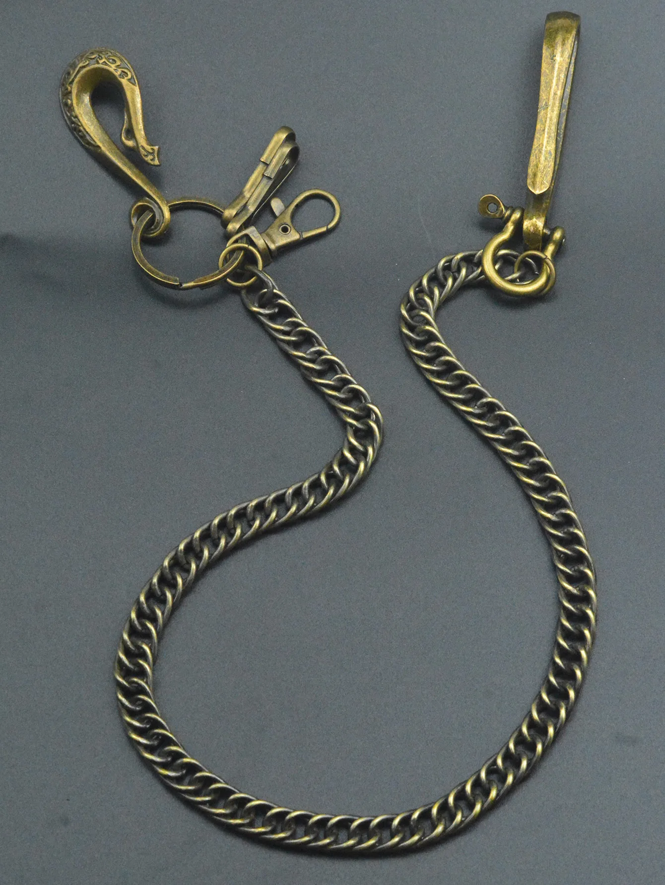 24 Zoll Hip Pop Bronze Punk Hosen Jeans Biker Geldbörse Kettenanhänger Herren Schlüsselanhänger Phoenix Gürtel U-Haken Schnallenclips EDC Geschenk – Detail 4