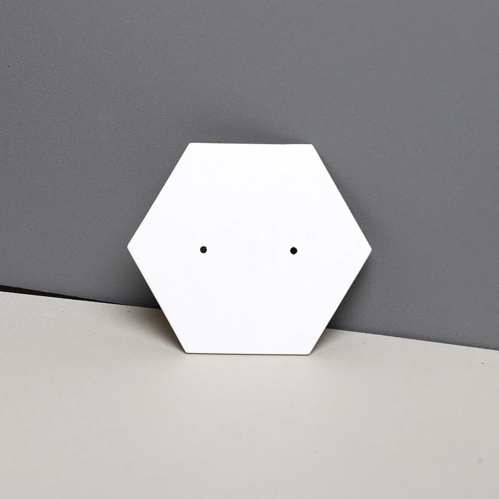 50PCS 6X7CM Blank White Black Brown Hexagonal Cardboard For Stud Earrings Jewelry Display Cards Small Business Packaging Supply