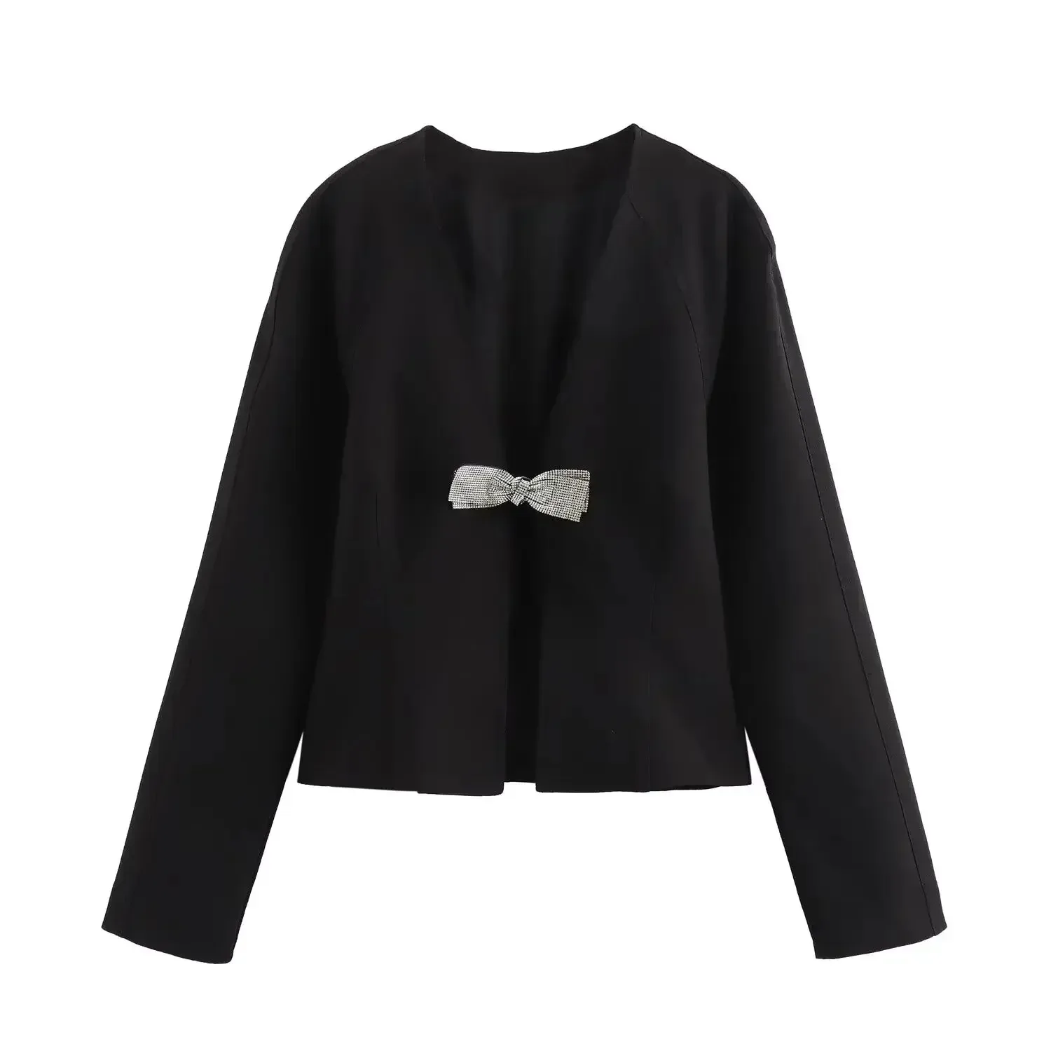 

Женская ювелирная рубашка с бантом, приталенная рубашка для женщин, летняя свободная повседневная уличная одежда, офисная женская рубашка с v-образным вырезом