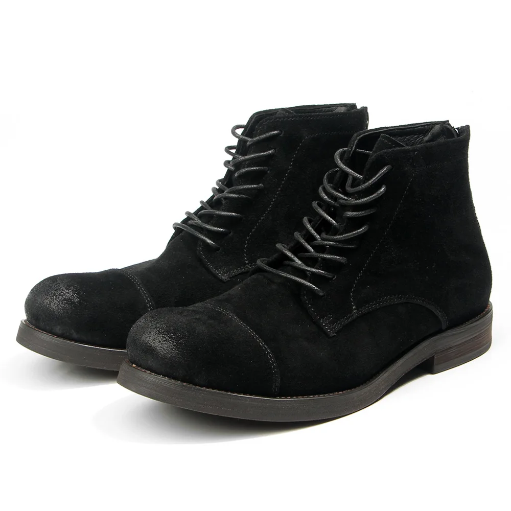 

Men's High Top Dress Shoes Suede Leather Boots Formal Lace Up Zip Retro Luxury Trainers Autumn Black Brown Designer Sneakers