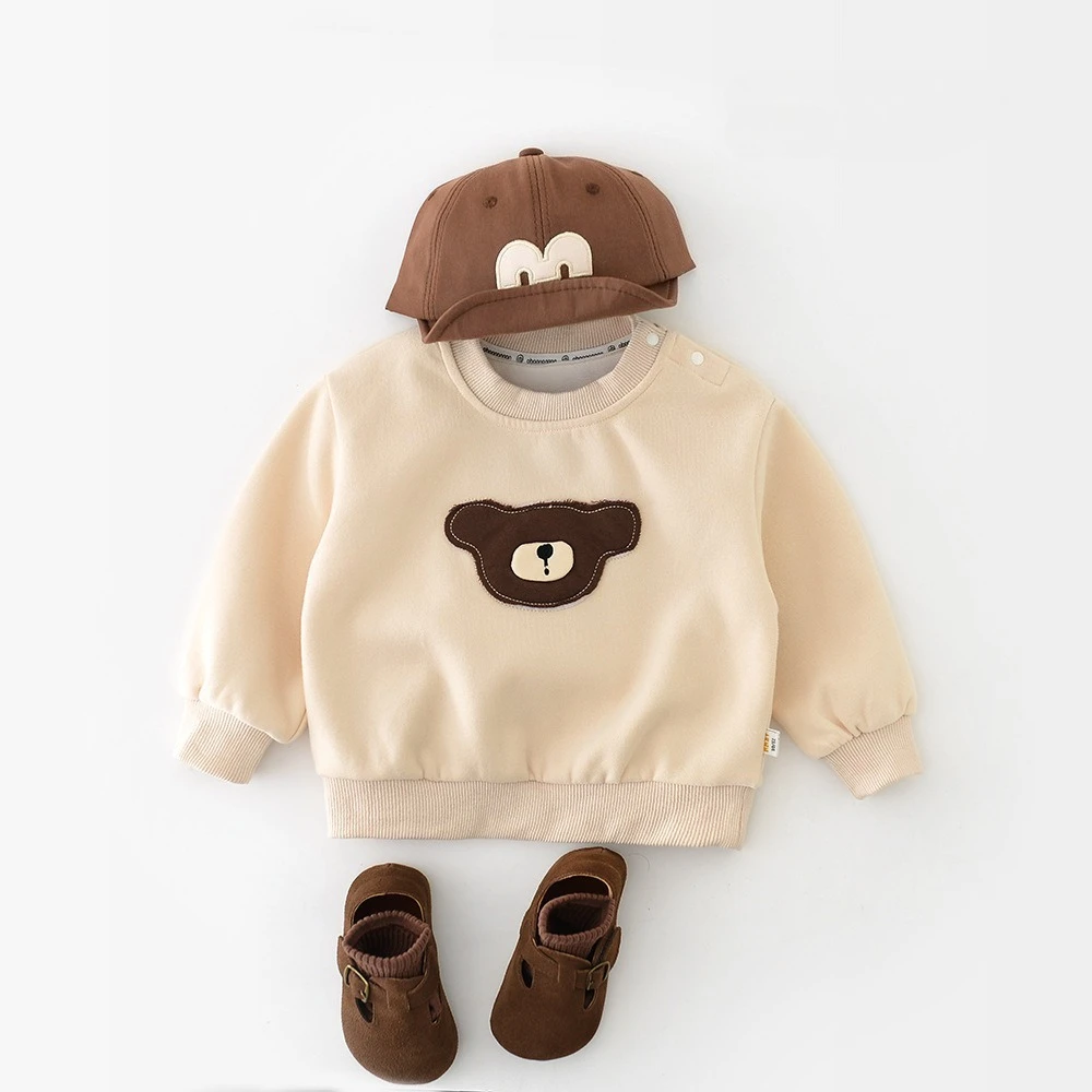 

Новинка 2023 года, осенняя детская толстовка с капюшоном, От 9 месяцев до 3 лет, свободный свитшот с круглым вырезом для маленьких мальчиков и девочек, детская одежда, повседневные топы