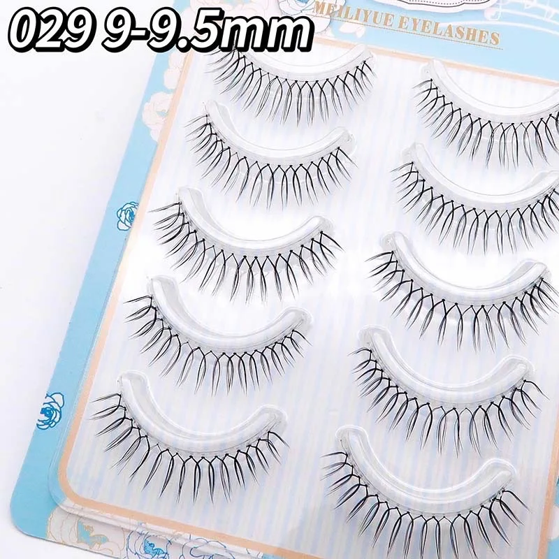 5 Pairs Korean Fake Eyelashes Thin Transparent Stem Eyelashes Natural Simulation U-shaped Handmade Lashes Beginner Makeup Tools