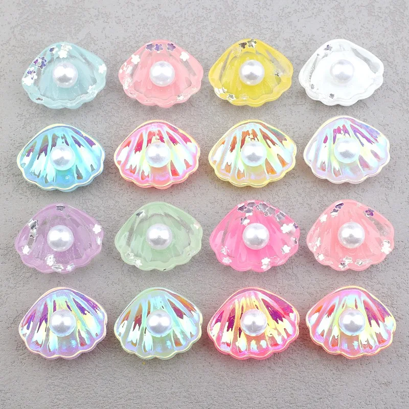 

Кабошон из смолы с ракушкой и плоской задней частью, 20 шт., блестящая морская ракушка с жемчугом для самостоятельного изготовления ювелирных изделий, оптовая продажа, декоративный аксессуар