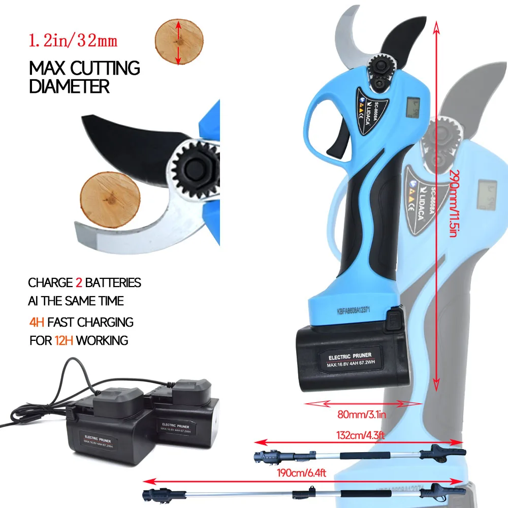 Imagem -03 - Elétrica sem Fio Lithium-ion Pruner Tesoura de Poda Tesoura Eficiente Bonsai Galhos Ferramentas Elétricas Jardim 16.8v Sc8608