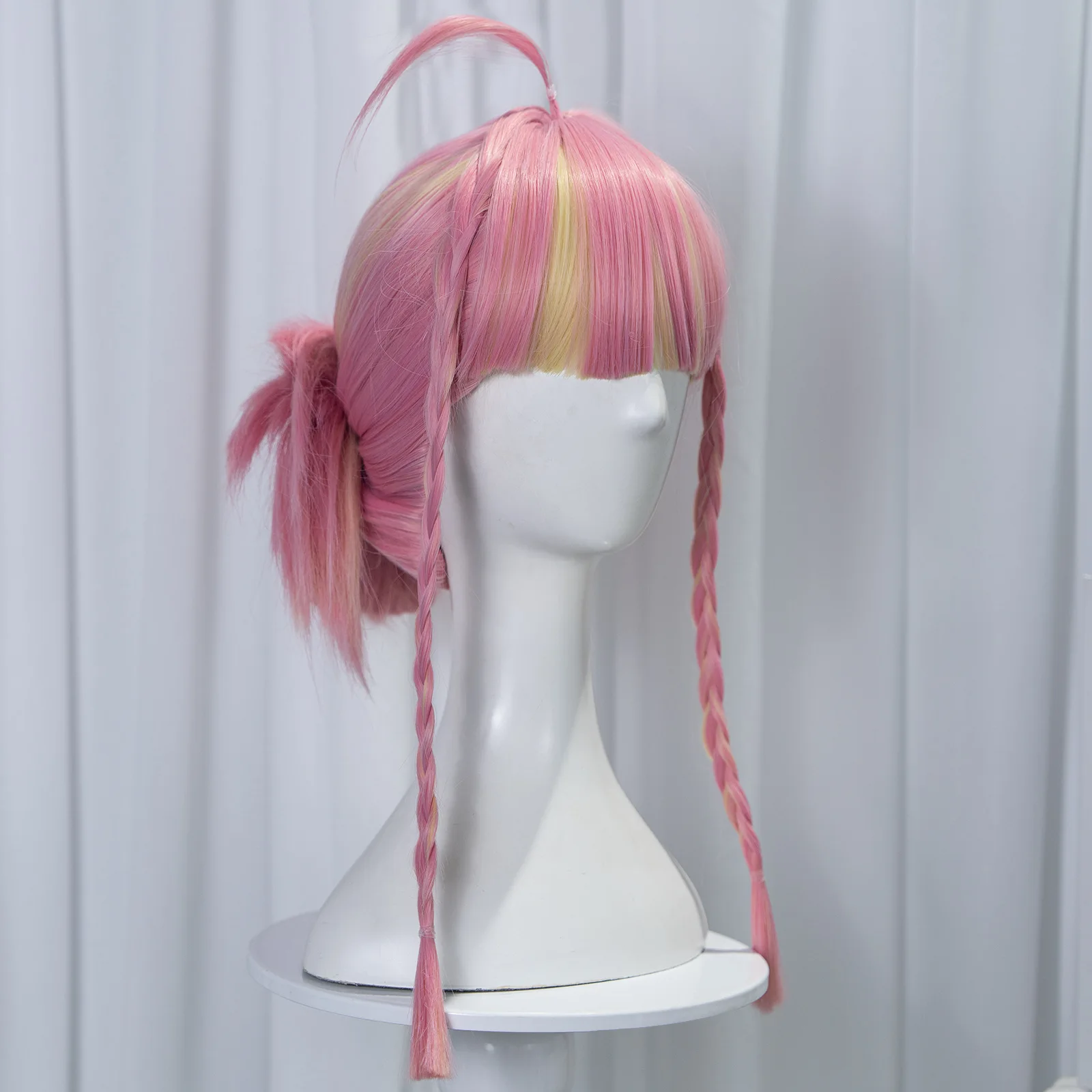 Parrucca cosplay Mercy Angela Ziegler Capelli sintetici Rosa Giallo con riflessi Parrucca da donna Parrucche resistenti al calore anime
