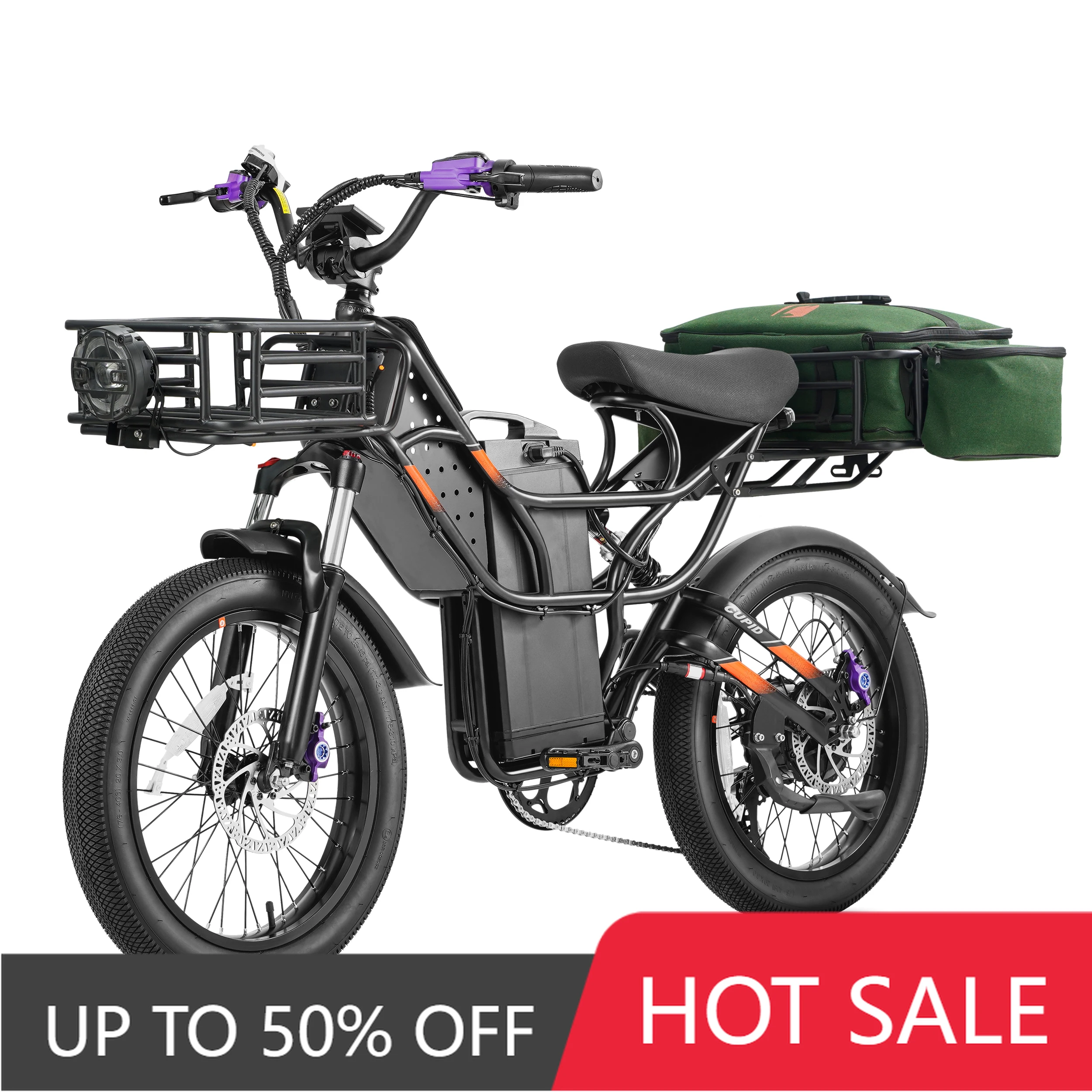 

JYF Eahora 250W rear wheel motor 20 * 3 ultra-wide tire 48V 30AH removable lithium battery, electronic 16MPH 7-speed carbon stee