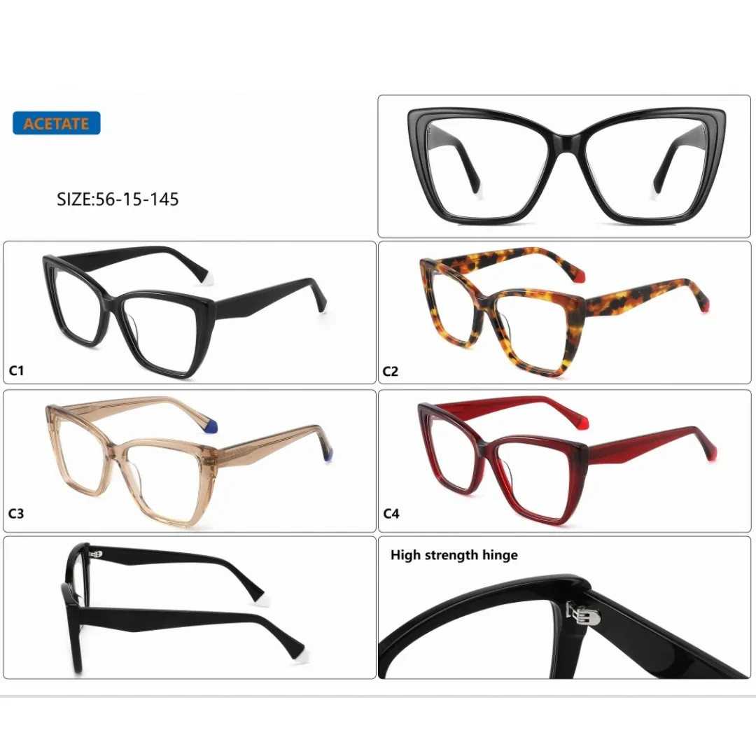 Occhiali da lettura Cat Eye uomo donna montatura per occhiali in acetato uomo lente trasparente 0 + 25 + 50 + 75... + 600