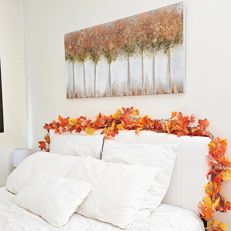 1/2 Stück Herbstkränze, 100 cm, hängende Seidenkränze, künstliche Herbstblattkränze, Thanksgiving-Weihnachtsdekoration, Heimdekoration für den Kamin – Detail 7