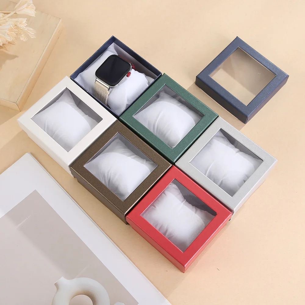 Paper Bracelet Case Compact Gift Packaging Box Transparent Watch Box Fashionable Display Watch Boxes For Dressing Table Wedding