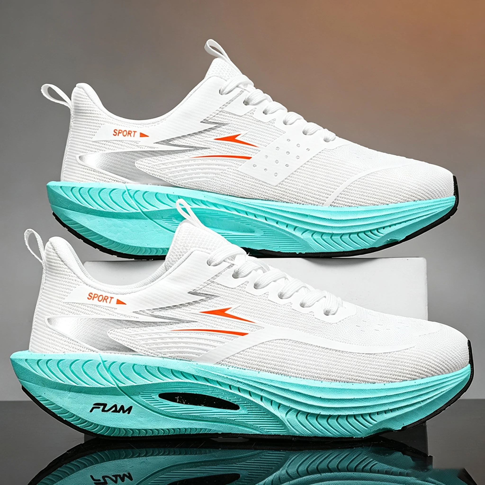 Men Marathon  Sports Running Shoes Carbon Board Air Cushion Breathable Lightweight Women's Comfortable Athletic Nonskid Sneakers