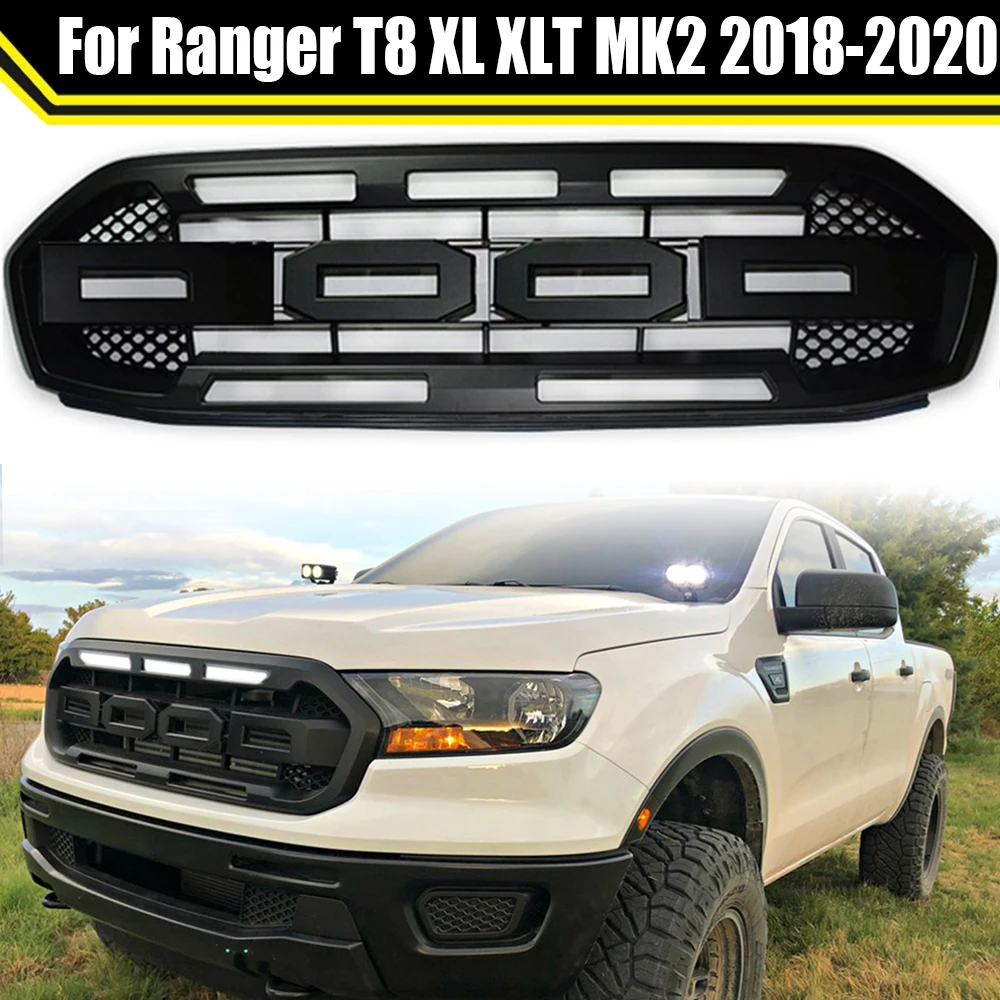 

Modified For Ranger Front Bumper Grille For Ranger T8 XL XLT MK2 2018 2019 2020 Car Racing Grill Front Bumper Cover Trims Cover