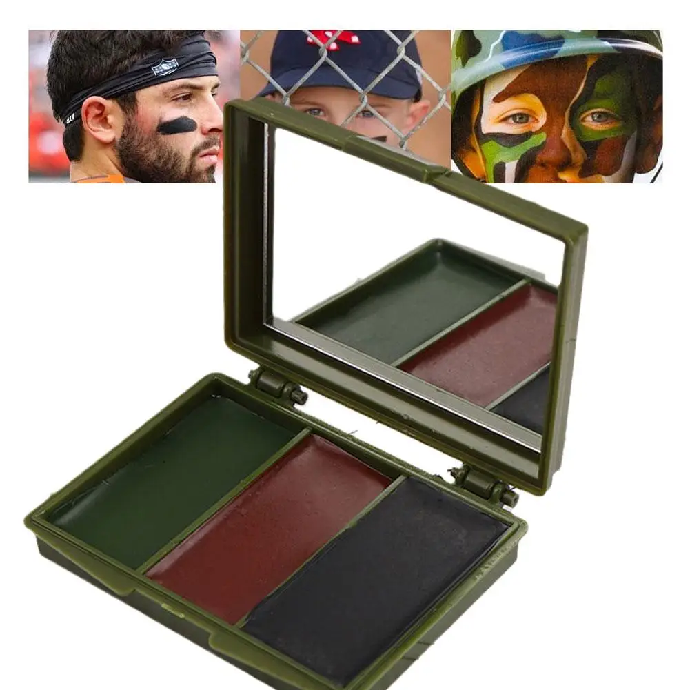 Pintura facial de camuflaje para hombres y mujeres, equipo táctico de fútbol, entrenamiento militar al aire libre, caza, CS, 3 colores