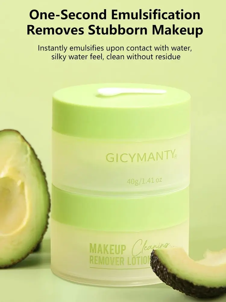 Crème démaquillante d'avocat pour femmes, nettoyage doux des yeux et des lèvres, huile démaquillante nourrissante et déchargement en un seul