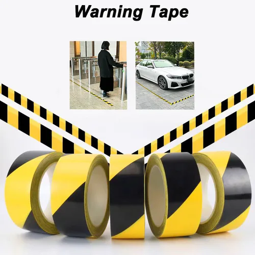 Cinta de precaución, cinta de advertencia amarilla y negra, cinta de seguridad para marcar el suelo para fábrica, almacén, escaleras, tuberías, equipo, pegatinas de advertencia