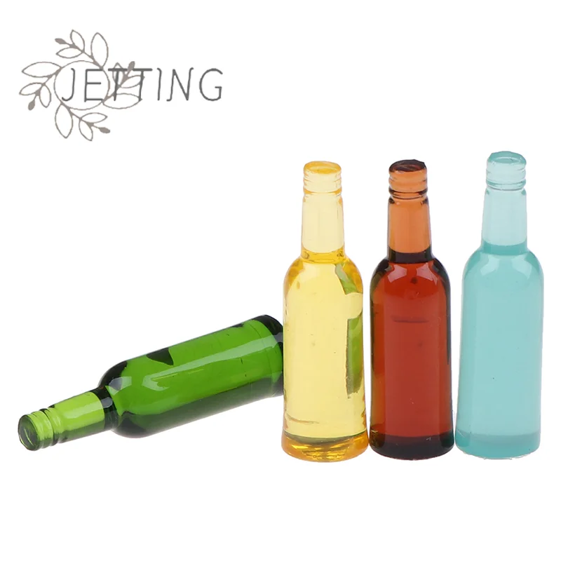 ชุดขวดเครื่องดื่มเบียร์และไวน์จิ๋วสำหรับบ้านตุ๊กตา ขนาด 1:12 จำนวน 6 ชิ้น อุปกรณ์เสริมสำหรับครัวตุ๊กตา