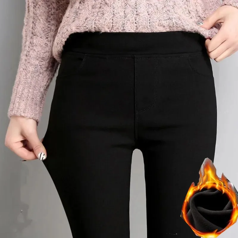 Spring and Autumn Women\'s 2023 New Patchwork Pockets Button Fashion Solid Color High Waist Elastic Foundation Pencil Pants