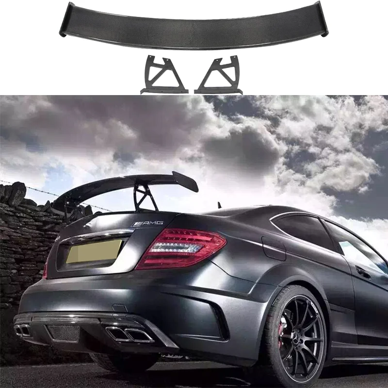 

For Mercedes Benz C-Level 204 C63 AMG Coupe 100%Real Carbon Fiber Black Series Trunk Spoiler Rear Wing 4Door 2007-2014 BS Style