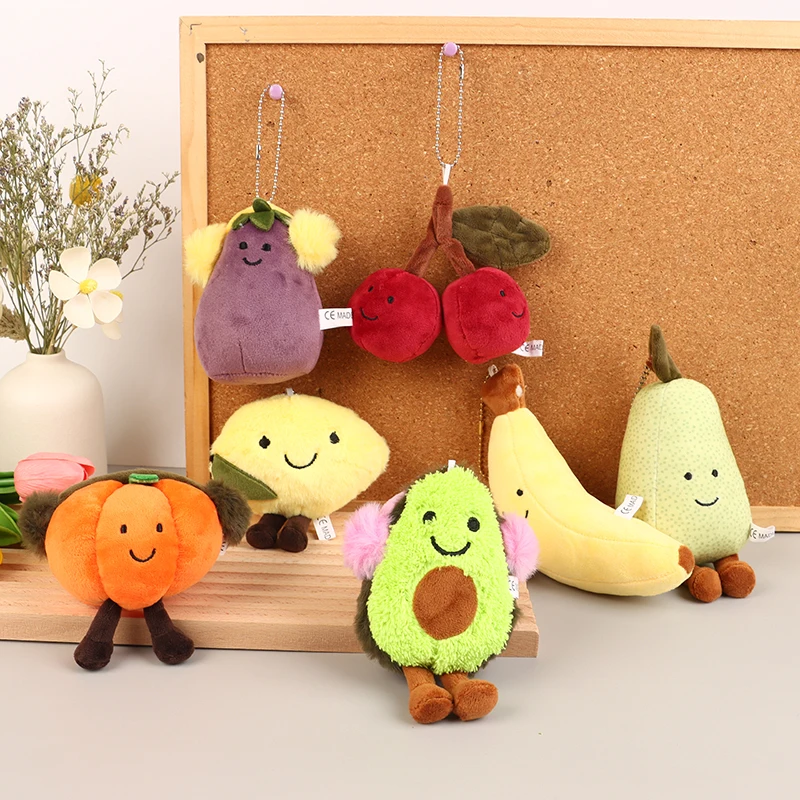 

Cute Cartoon Fruit Avocado Banana Eggplant Stuffing Doll Plush Toy Keychain Pendant Backpack Keyring Ornament Accessories Gift