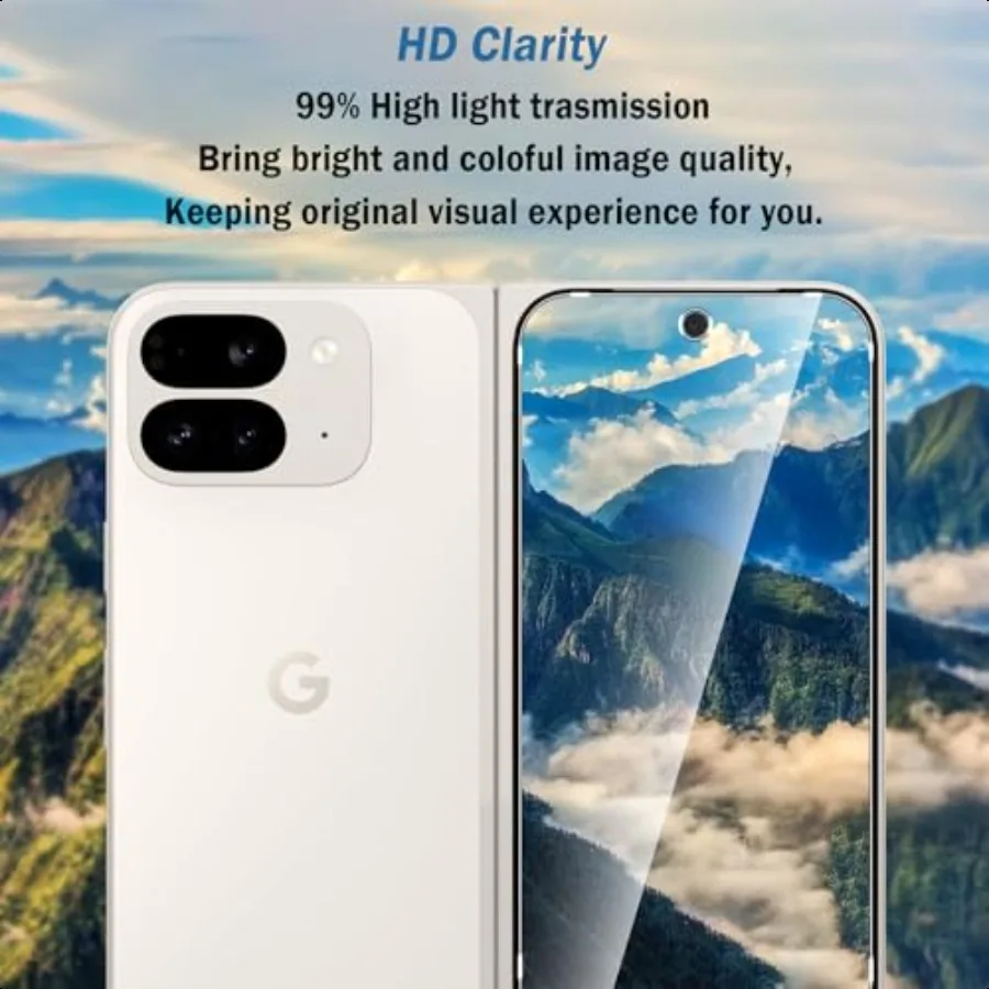 Confezione da 2 pellicole protettive pieghevoli per Google Pixel 9 Pro [solo schermo frontale] Pellicola in vetro temperato 9H a copertura totale HD Clear Scratch Res