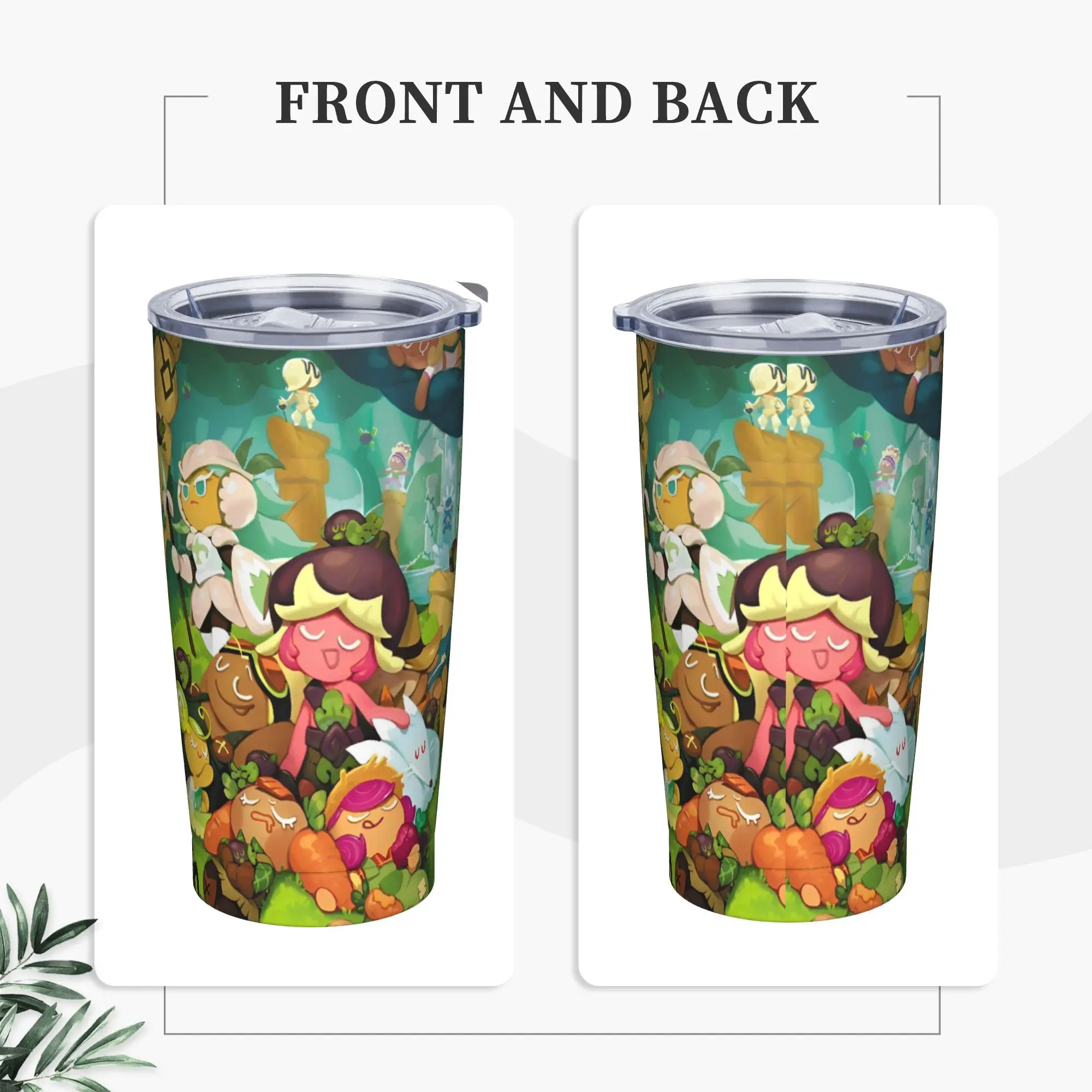 Cookie Runs Kingdoms Characters Insulated Tumbler with Straws Gacha Stainless Steel Thermal Mug Double Wall Car Bottle Cup, 20oz