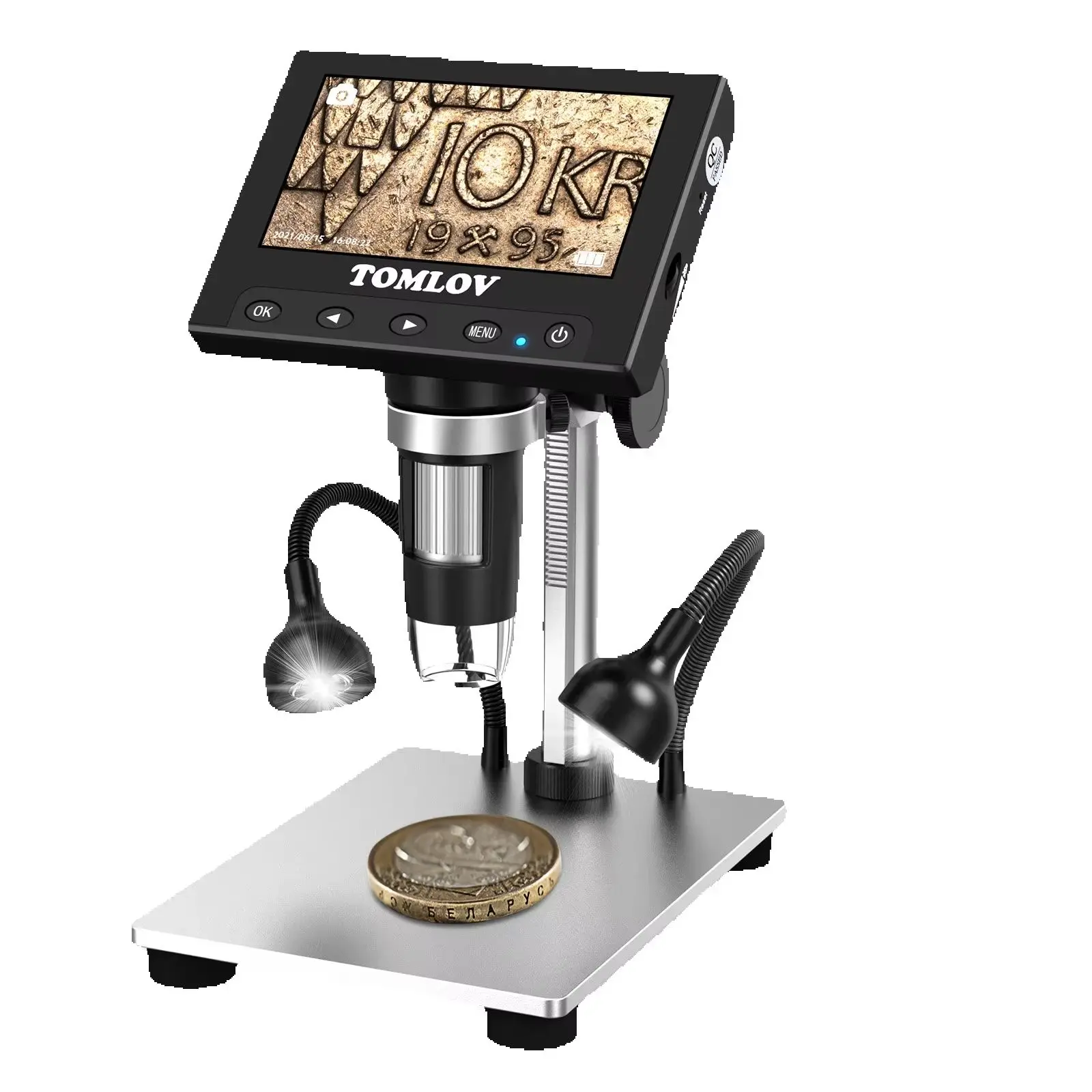 

TOMLOV 4.3 Inch Digital Microscope 1080P 50-1000x Coin Microscopio Battery Soldering Microscope for Electronics Repair PCB