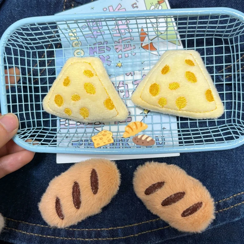 New Cartoon Baguette Bread Plush Toy Cute Cheese Mini Plush Brooch Soft Backpack Decoration Girl Children's Birthday Gifts